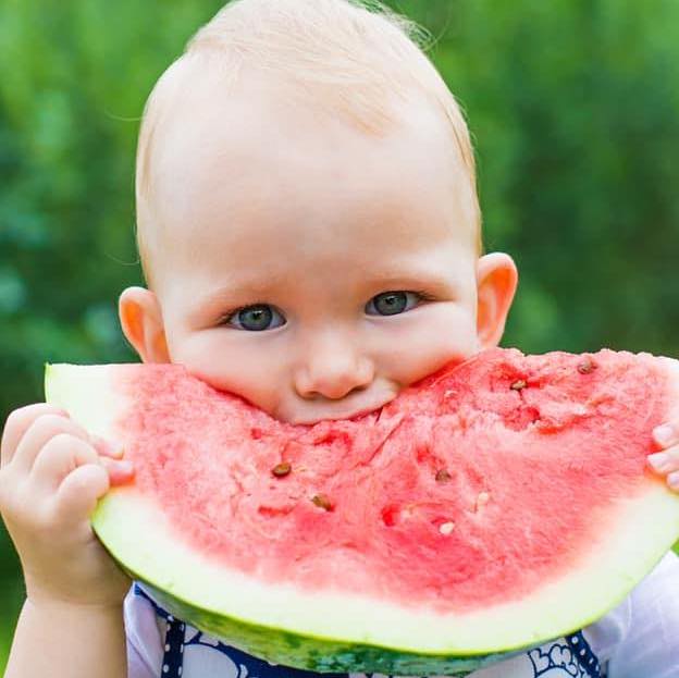 baby with watermelon